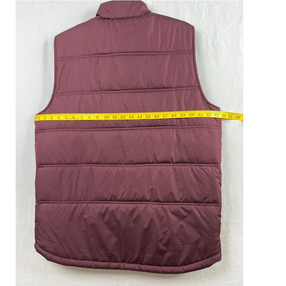 Weatherproof Vintage Puffer Vest Mens Large Burgundy Quilted Full Zip Mock Neck